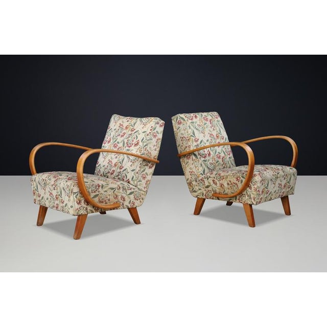 Sculptural Bentwood Lounge Armchairs by Jindřich Halabala, Czechoslovakia, 1940s, Set of 2 For Sale - Image 11 of 17