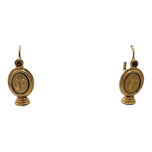 Vintage Signed Napier Goldtone Classical Relief Faux-Citrine Pierced Earrings-2 Pieces
