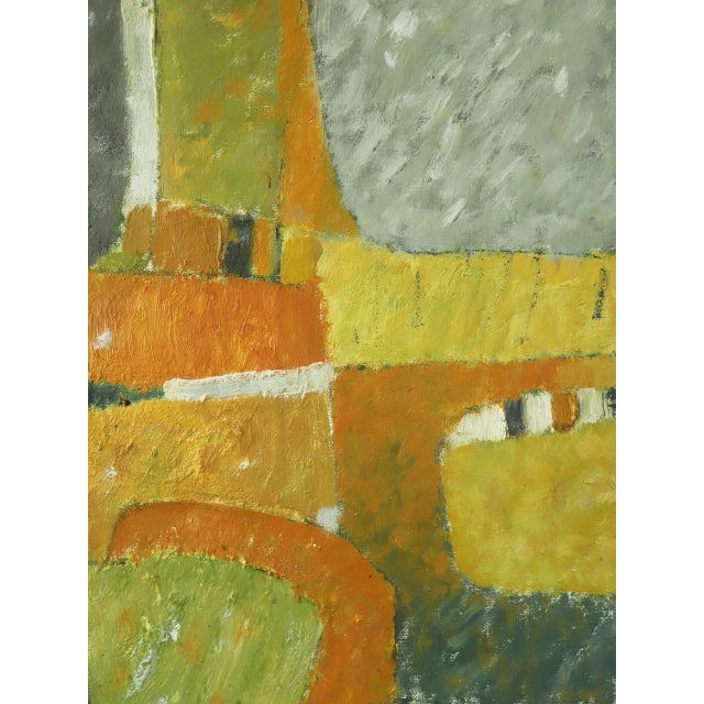 Yellow 1970 Modernist 'Sunlit Forms' Vintage Swedish Original Abstract Geometric Oil Painting, Framed For Sale - Image 8 of 14