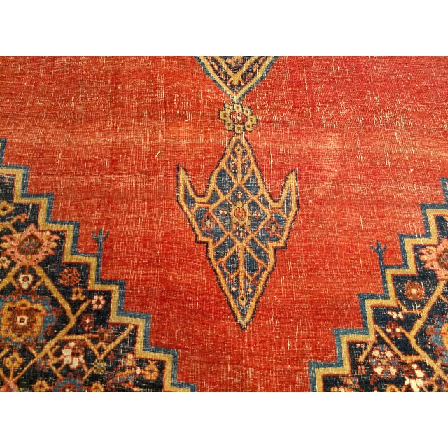 19th Century Persian Bidjar Rug, Hand-Knotted Wool, Geometric Pattern, Red & French Blue, 8x12 For Sale - Image 4 of 11