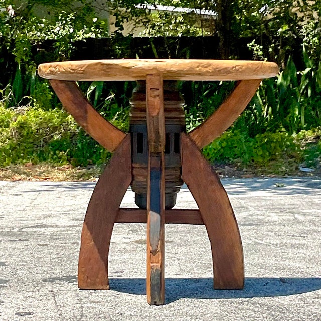 Late 20th Century Vintage Industrial Demilune Console Table For Sale - Image 4 of 7