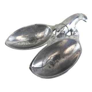 Vintage Aluminum Lobster Serving Dish Double Bowl Coastal Entertaining Piece For Sale