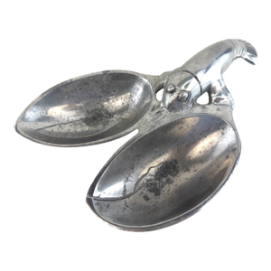 Vintage Aluminum Lobster Serving Dish Double Bowl Coastal Entertaining Piece