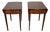 1920 Pair of English Hepplewhite Mahogany & Satinwood Inlay Pembroke Side Tables / End Tables For Sale