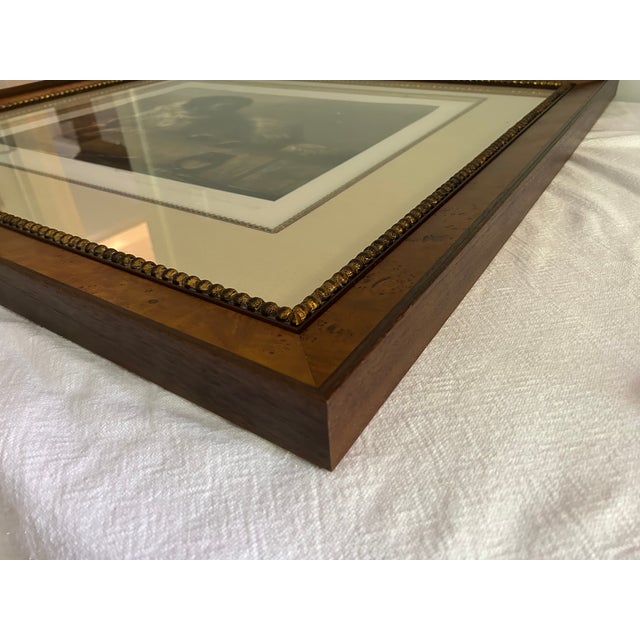 Vintage 1990's Sir Edwin Landseer Dog Engraving Reproduction, Large Burlwood Frame For Sale - Image 9 of 10