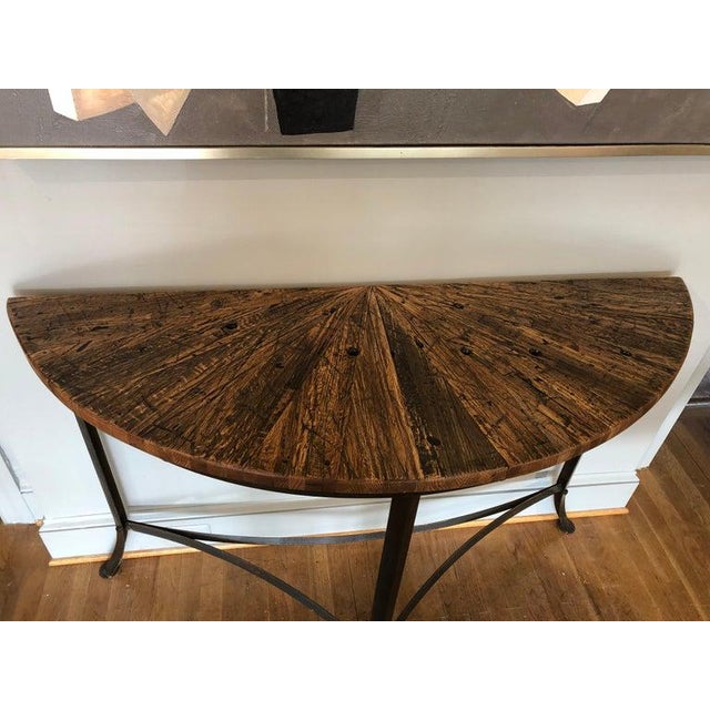 Modern Wrought Iron and Repurposed Oak Console Table Chairish
