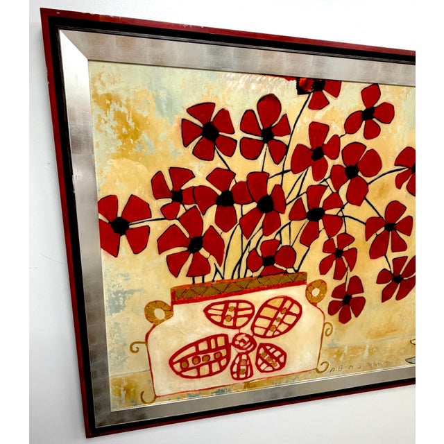 Monumental Original Avi Ben Simhon Floral Still Life, Oil & Enamel on Canvas For Sale - Image 15 of 18