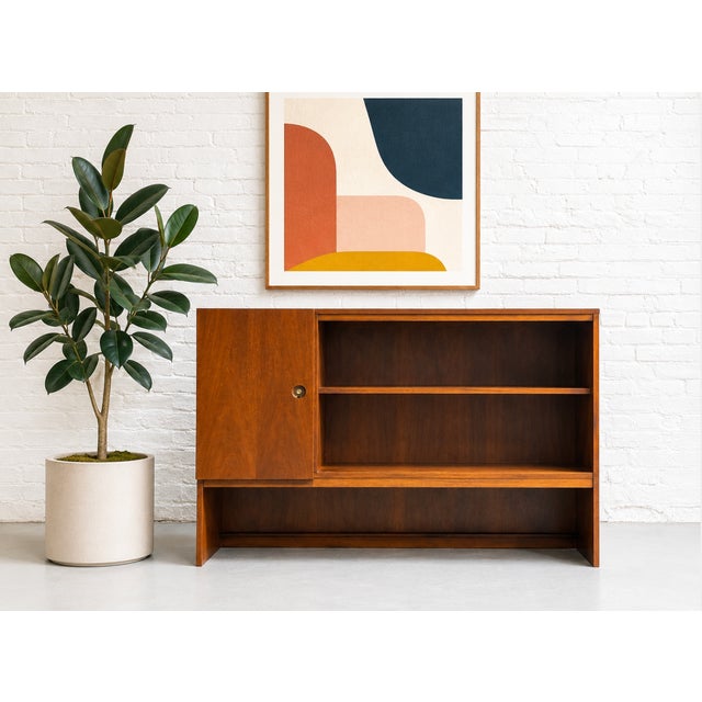 Wood Mid Century Modern Walnut Danish Bookcase / Vintage Hutch, C. 1960's For Sale - Image 7 of 10