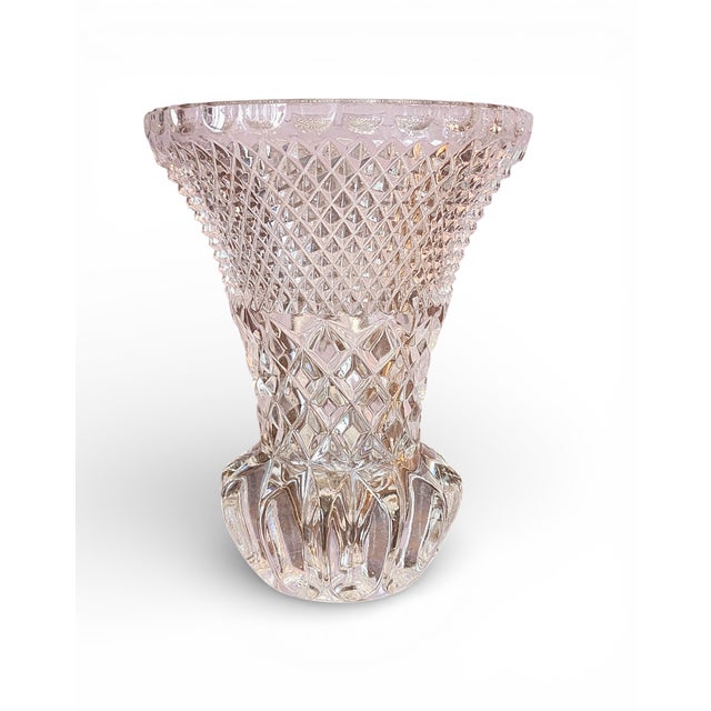 Vintage Diamond Cut Crystal Vase ~ 6.5" H, 1960s For Sale - Image 13 of 14