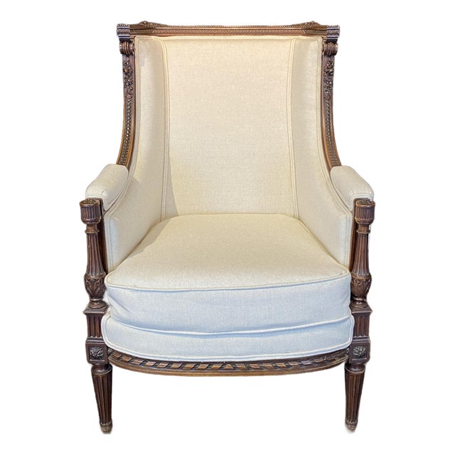 French Louis XVI Armchair With Exceptional Carving For Sale