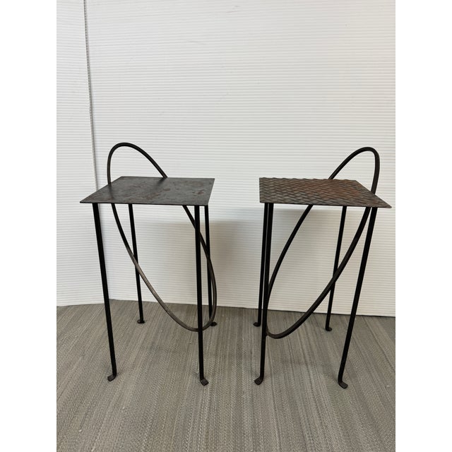 Design Plus Gallery presents a Pair of Wrought Iron Side Tables from the Rhode Island School of Design. These side tables...