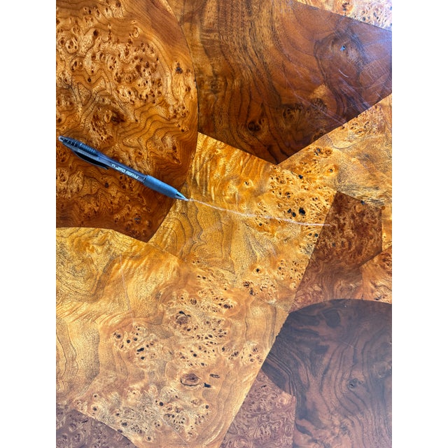 Vintage Burl Wood Inlay Square Coffee Table by j.p. Designs For Sale In Miami - Image 6 of 12