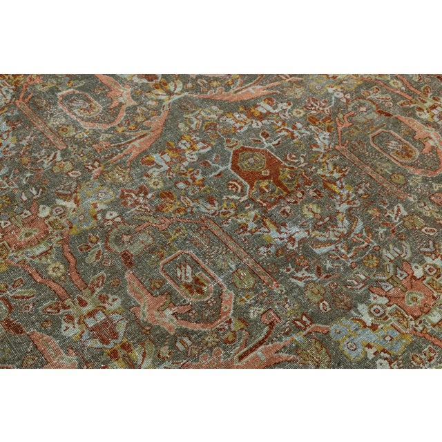 Allover Designed Handmade Mahal Wool Rug in Gray From the 1900s For Sale - Image 11 of 12