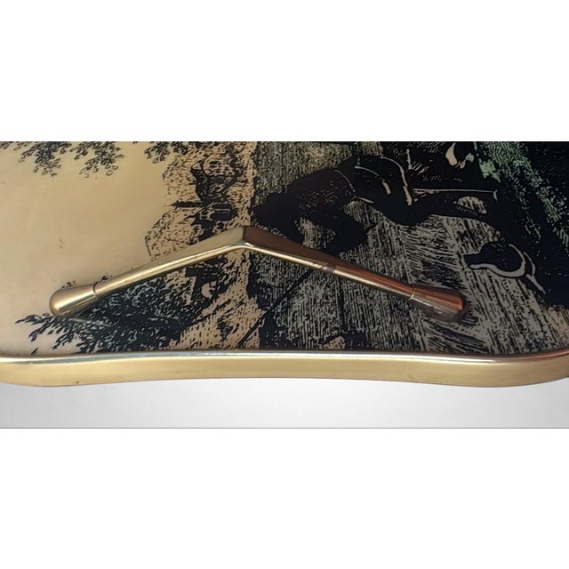 Italian Decorative Tray With Brass Handles and Pastoral Scene For Sale - Image 9 of 18