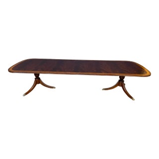 Traditional Banded Mahogany Dining Table With Rubbed Satin Finish by Leighton Hall - Showroom Sample For Sale