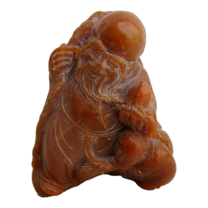 Shoushan Stone Carved Lao Tzu With Peach and Boy.