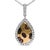 Contemporary 10K Yellow Gold Plated Sterling Silver Mixed Color Diamond Accent Pear Halo Pendant Necklace For Sale - Image 3 of 4