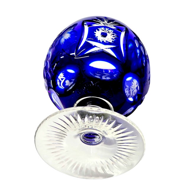 Ajka Hungary Cobalt Cut-to-Clear Miniature Brandy Snifter — 3" Crystal For Sale - Image 9 of 12