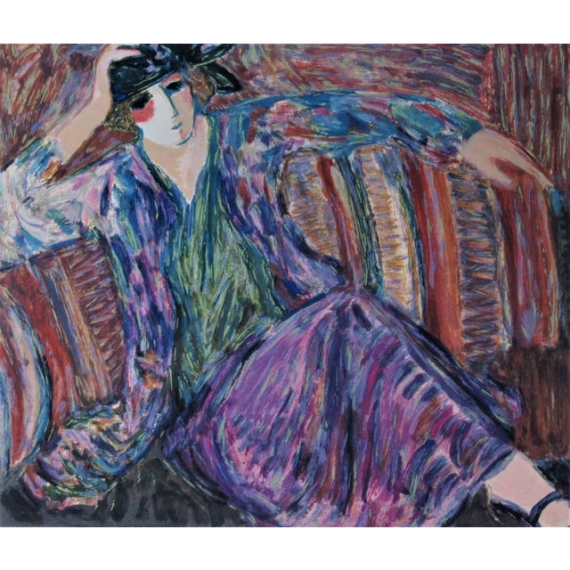 This artwork Titled "Pensive Woman" is an original seriolithograph (serigraph with lithograph) by American artist Barbara...