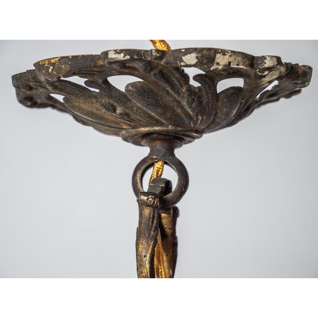 2000 - 2009 Art Nouveau Bronze Chandelier with Glass Shades, 1898 For Sale - Image 5 of 18