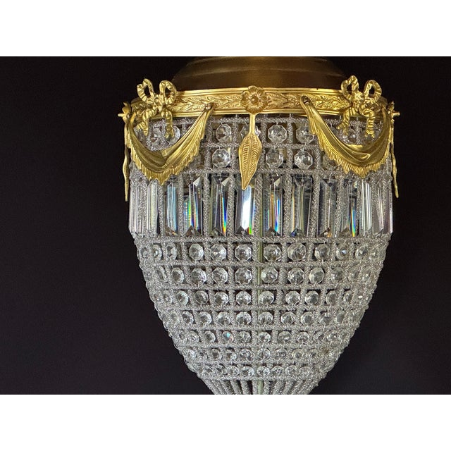 1980 French Louis XVI Gold Bronze Crystal Lantern - 1 Pc For Sale - Image 6 of 15