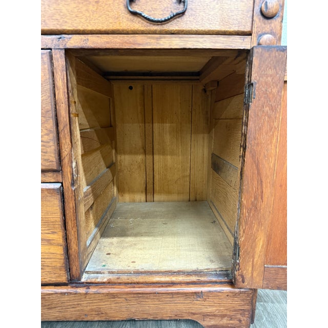 Antique Arts & Crafts Oak Washstand With Castors For Sale - Image 14 of 16