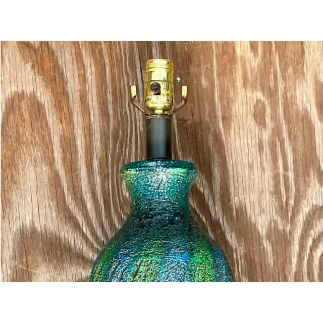 Vintage Midcentury Textured Stripe Table Lamp For Sale - Image 9 of 12