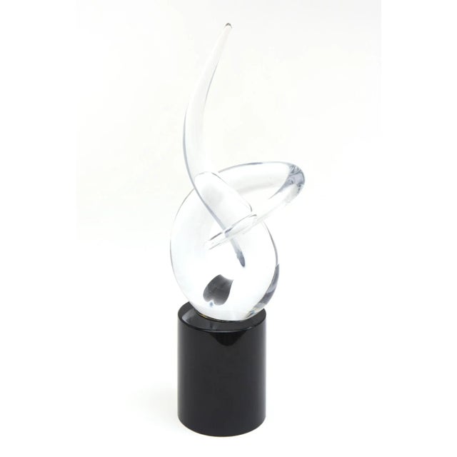 Vintage Murano Renato Anatro Signed Twisted Hand Blown Glass Sculpture in Clear and Black For Sale - Image 10 of 10