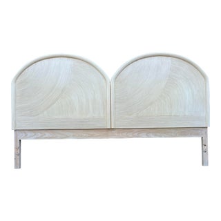 Late 20th Century Vintage Boho Chic Pencil Rattan King Headboard For Sale