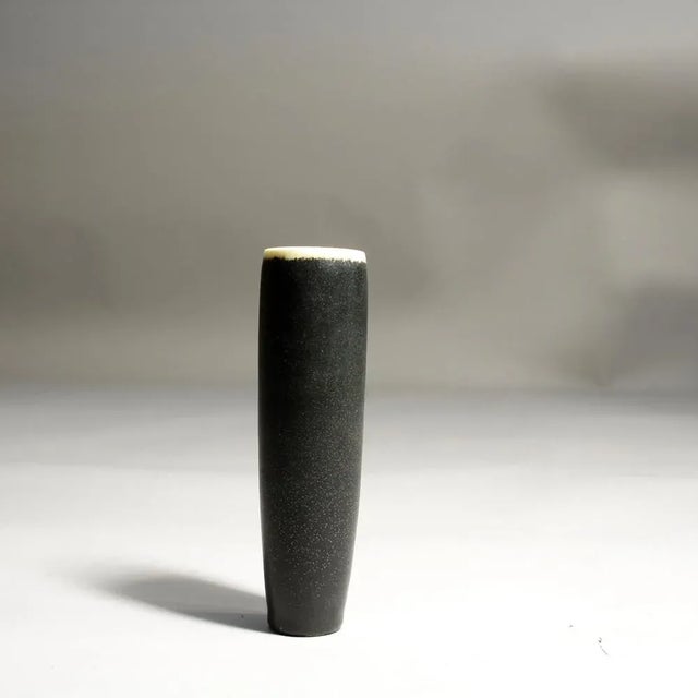 Ceramic Stoneware Vase with Black Glaze & Light Top by Carl-Harry Stålhane for Rörstrand For Sale - Image 7 of 7