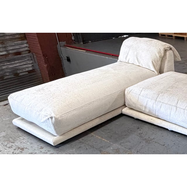 Modern Montauk "Jill" Modular Sofa in Cream Off-White Velvet With Chaise, Chair and Ottoman For Sale - Image 3 of 13