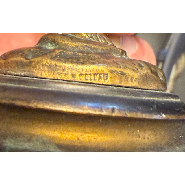 Antique Patinated Gilt Bronze Baby Boy Cupid Yawning Sculpture Statue Figure For Sale - Image 9 of 16