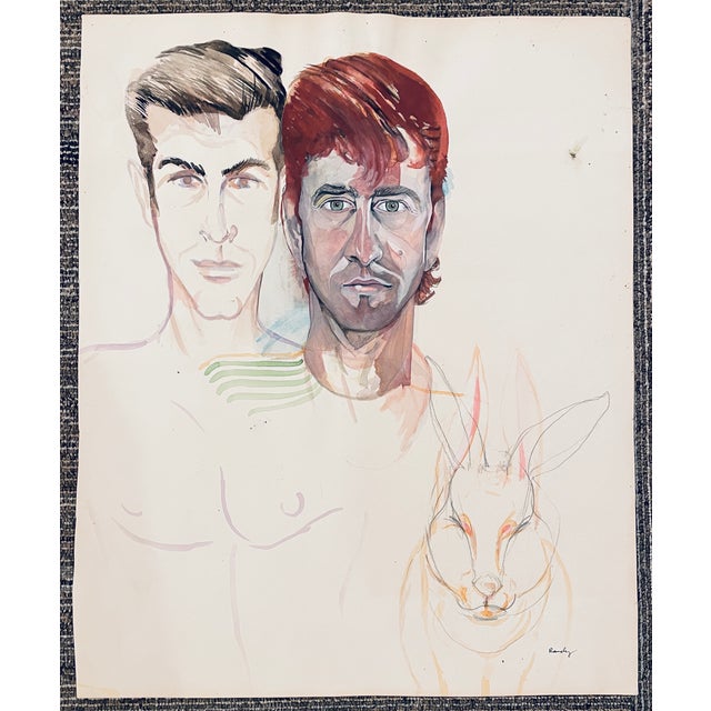1980s Randy Ballano Portrait of Men and Rabbit For Sale - Image 4 of 4