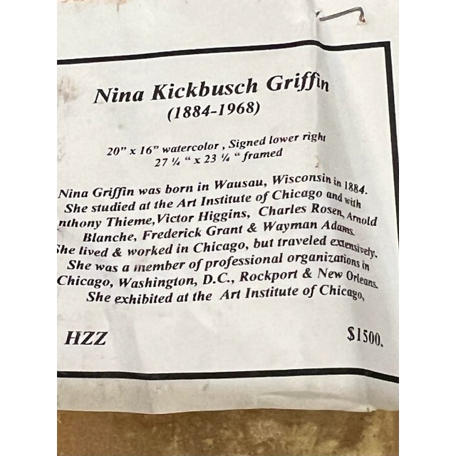 Vintage Nina Kickbusch Gibbons Framed Architectural Watercolor For Sale - Image 12 of 12