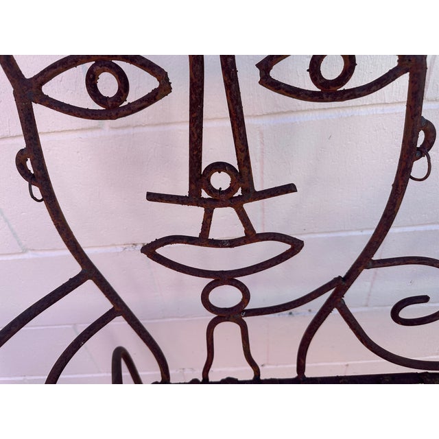 1980s John Risley Style Inspired Man and Woman Pop Art Iron Bench For Sale - Image 10 of 18