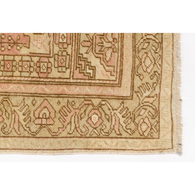 Muted Vintage Turkish Oushak Rug in Dusty Rose, Sand, and Champagne For Sale - Image 10 of 10
