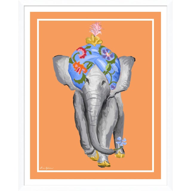 Contemporary Procession in Orange By Dana Gibson, Framed Art Print For Sale - Image 3 of 3