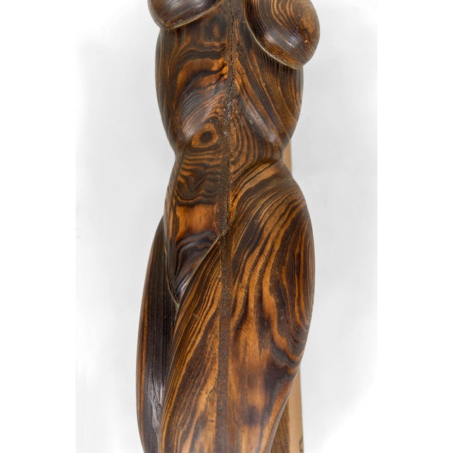 Brutalist Sculpture of Female Body in Cedar and Oak by Seillé M, France, 1970s For Sale - Image 12 of 17