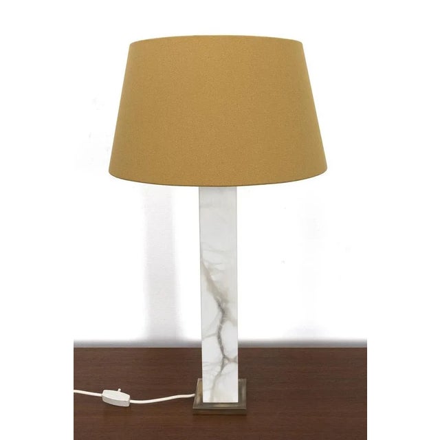 White Vintage Brass & Marble Table Lamp For Sale - Image 8 of 8