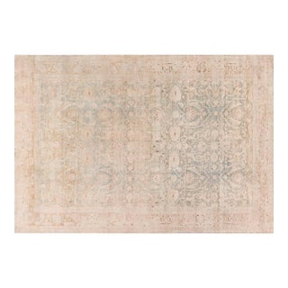 Authentic Persian Tabriz Beige Green Handmade Wool Rug For Sale