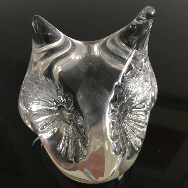 Contemporary Daum of France Owl Crystal Glass Paper Weight For Sale - Image 3 of 9