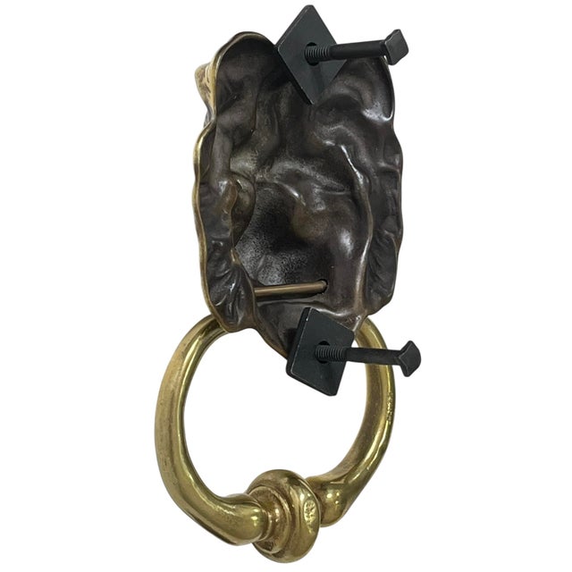 Antique English Brass Lion Head Door Knocker For Sale - Image 9 of 11