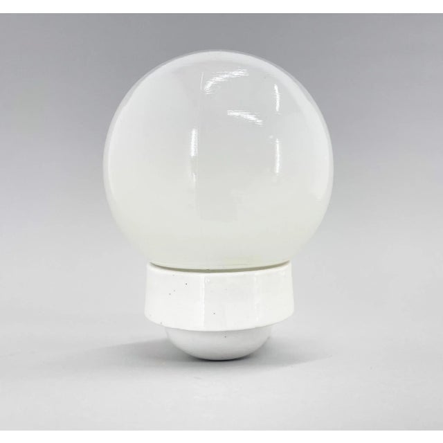 White Ceramic & Opaline Glass Wall Lamp, Czechoslovakia, 1950s For Sale - Image 8 of 9