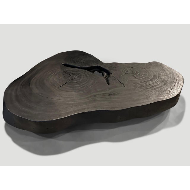 Andrianna Shamaris Impressive Single Slab Suar Wood Charred Coffee Table For Sale - Image 16 of 18