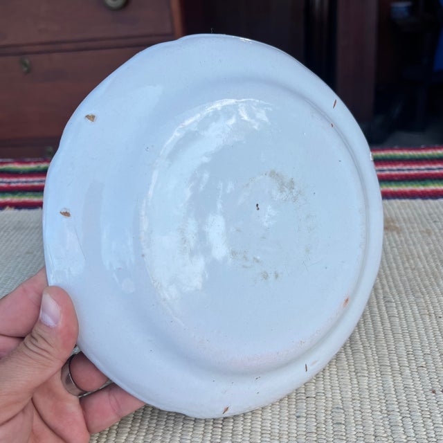 Antique 19th Century French Faience Floral Tin Glazed Earthenware Plate For Sale - Image 11 of 12