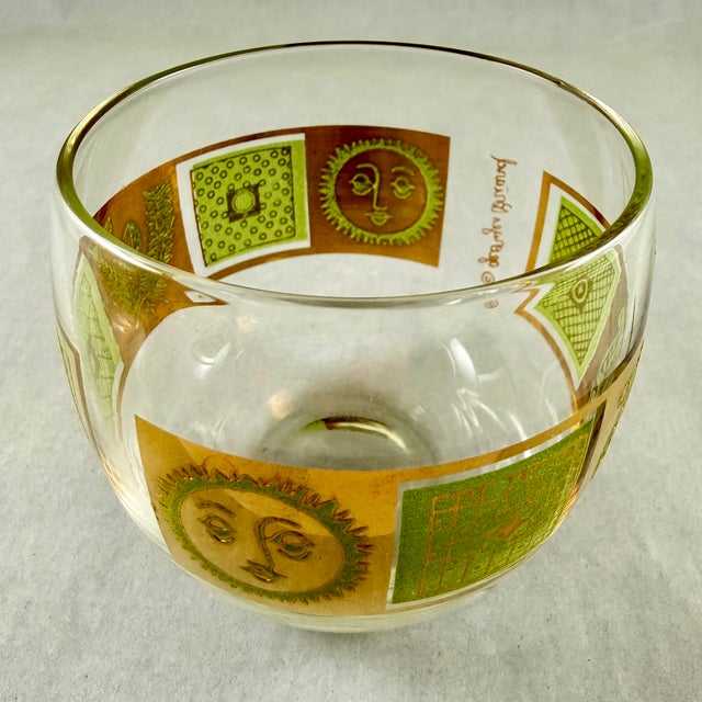 Gold Golden Celeste Roly Poly Glasses in Stand, Briard, S/9 For Sale - Image 8 of 11