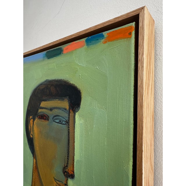"Man in Gray", Original Painting by Rebecca Jack (Framed) For Sale In Atlanta - Image 6 of 7