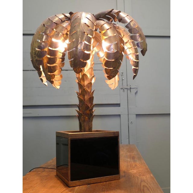 French Toleware Palm Tree Lamp from Maison Jansen, 1970 For Sale - Image 3 of 7