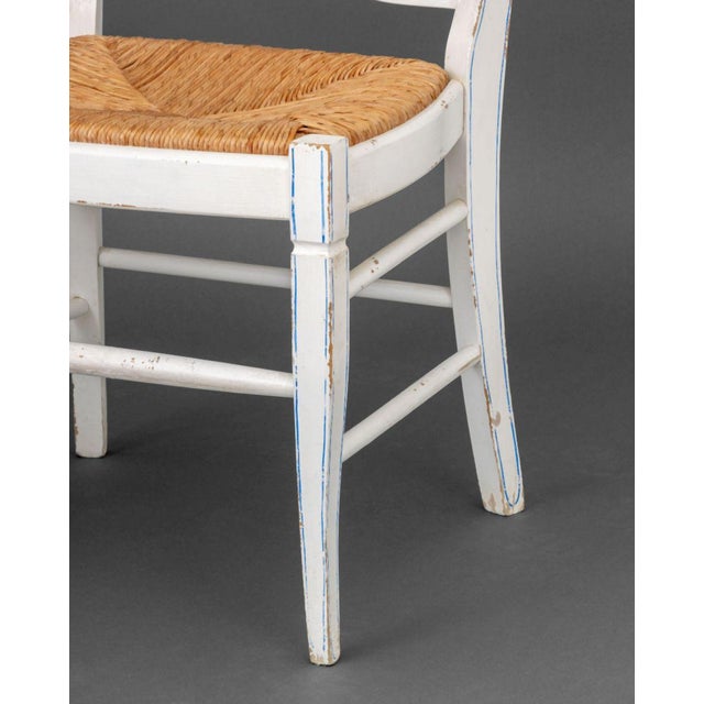 Mid 20th Century American Paint-Decorated Rush Seat Chairs, Pair For Sale - Image 5 of 7