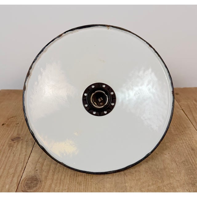 Industrial Petrol Enamel Military Pendant Lamp with Cast Aluminium Top, 1960s For Sale - Image 16 of 17